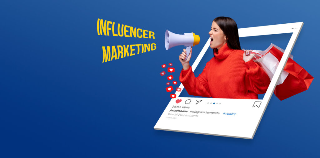 A female marketing influencer promoting a product on  social media, particularly Instagram.